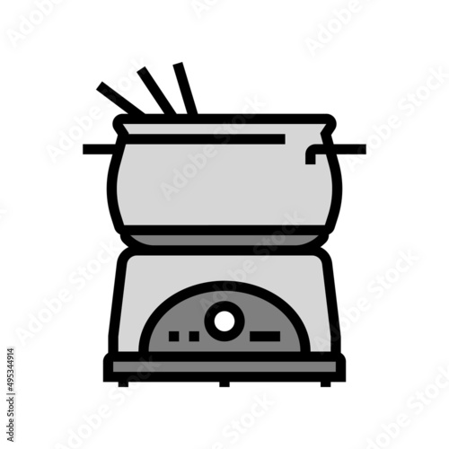 steel fondue pot color icon vector. steel fondue pot sign. isolated symbol illustration