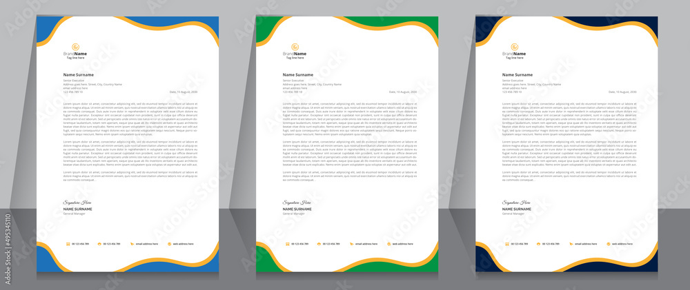 Letterhead Format Template, Business Style Letterhead Design Template. Company Letterhead Template Designs.