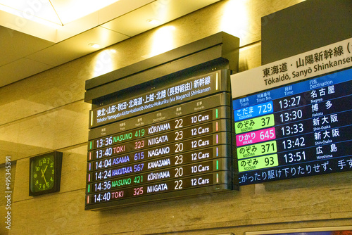 新幹線の時刻表電光掲示板
