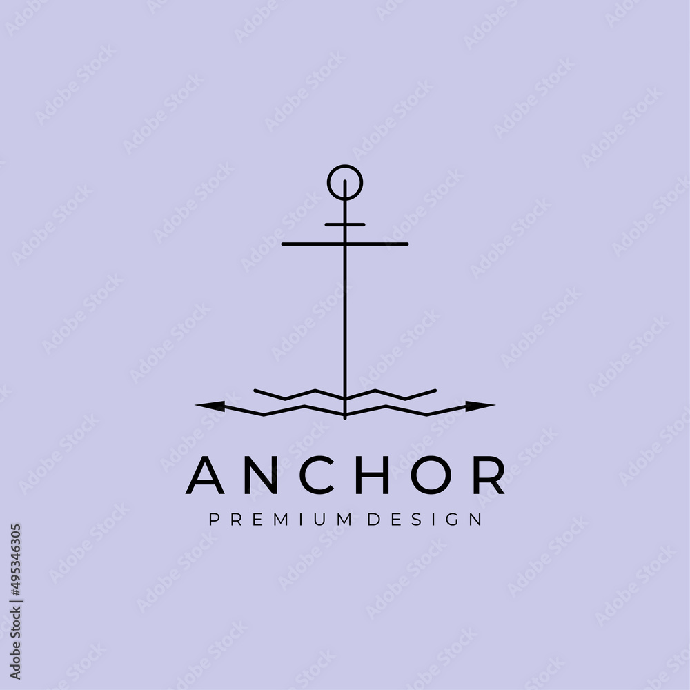 Simple Mono Line Art Anchor Boat Ship Nautical logo design vector Simple Mono Line Art Anchor Boat Ship Nautical logo design vector