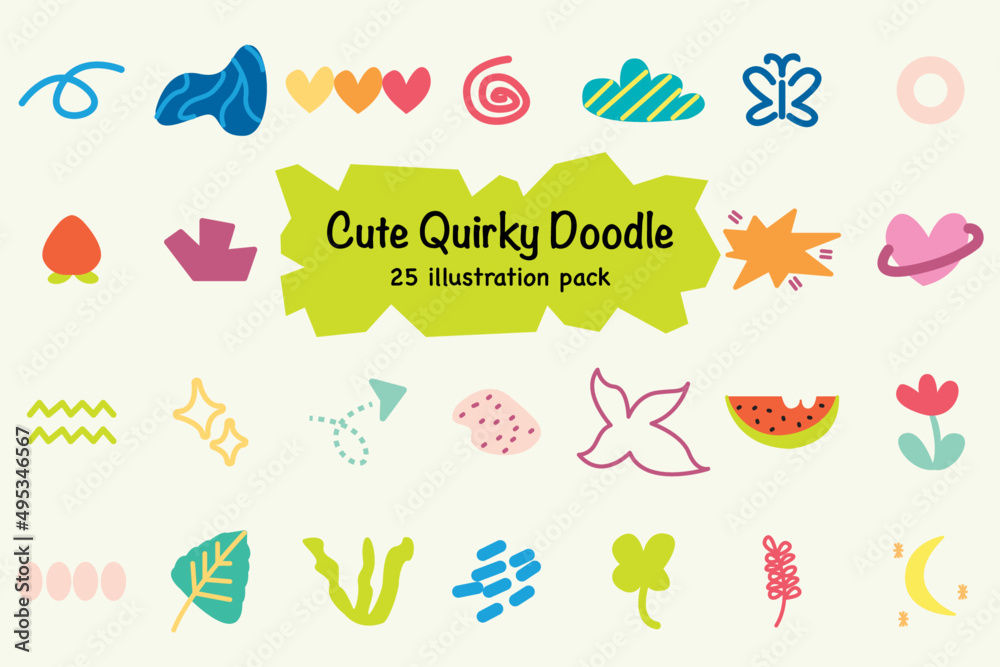 Cute Quircky Doodle Illustration Pack