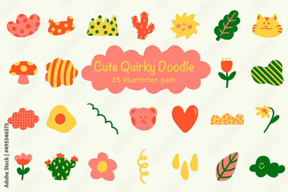 Cute Quircky Doodle Illustration Pack