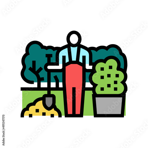 landscaper business color icon vector. landscaper business sign. isolated symbol illustration