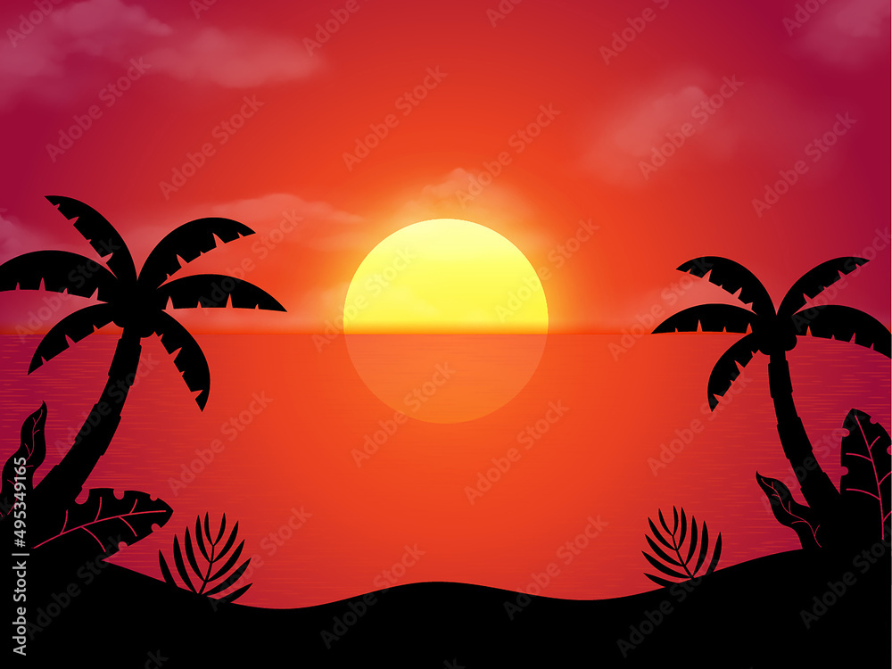 Summer Sunset Landscape Banner