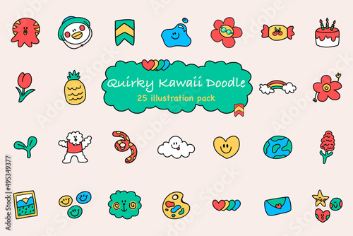 Quirky Kawaii Doodle Illustration Pack