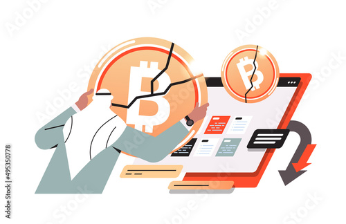 businessman investor with crashed coins cryptocurrency crash bitcoin price collapse crypto loss investment risk crisis