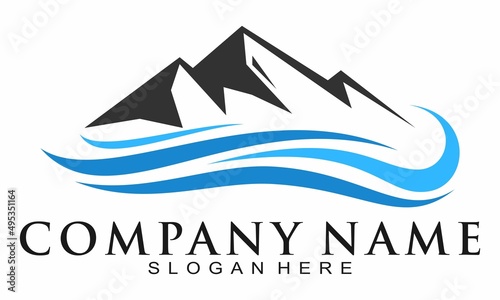 Mountain and wave vector logo