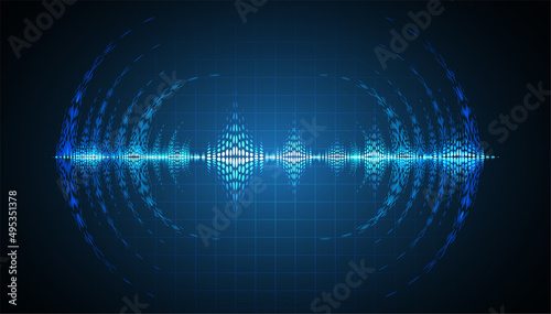 Sound waves oscillating dark light