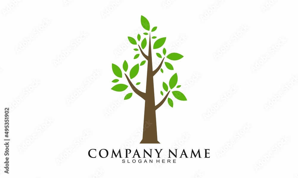 Obraz premium Simple beautiful tree illustration logo vector