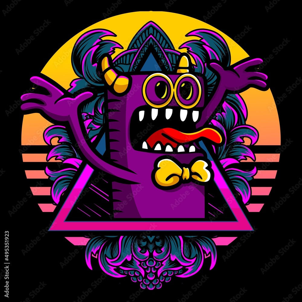 Monster cartoon character illustration vector