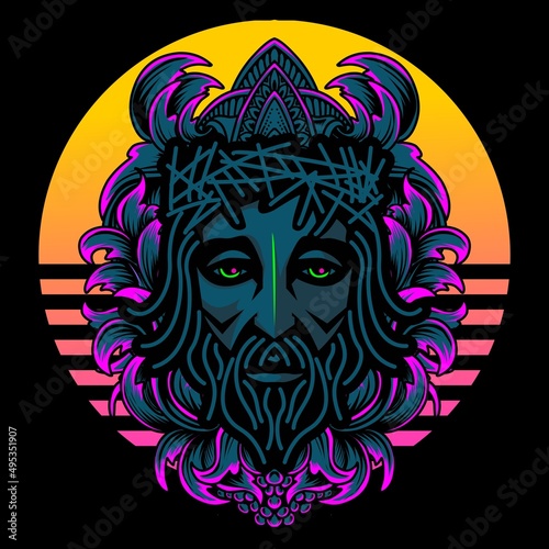 vintage king head vector illustration 