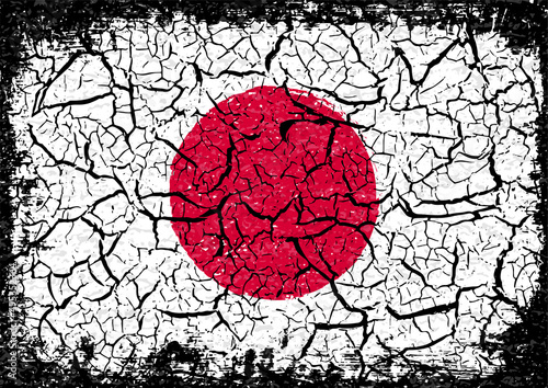 ひび割れした日本国旗のペイントベクター素材