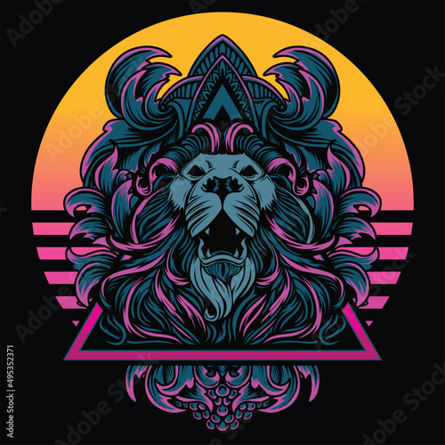 Vintage lion head vector illustration