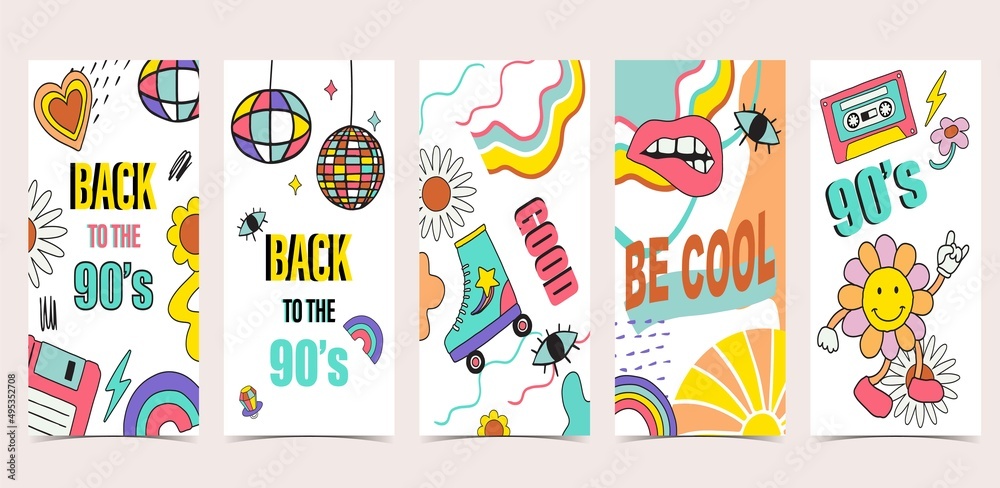 Retro 90s and 80s background design in pop music party 1990 Retro 90s and 80s background design in pop music party 1990