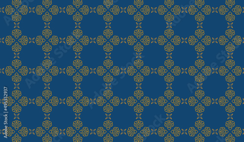 Oriental traditional culture pattern lotus lattice blue background