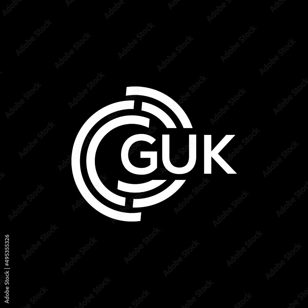 GUK letter logo design on black background. GUK creative initials letter logo concept. GUK letter design. GUK letter logo design on black background. GUK creative initials letter logo concept. GUK letter design.