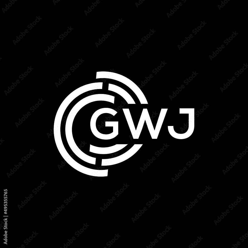 GWJ letter logo design on black background. GWJ creative initials letter logo concept. GWJ letter design. GWJ letter logo design on black background. GWJ creative initials letter logo concept. GWJ letter design.