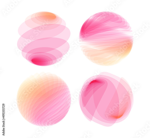 Set of spheres. Abstract geometric design. Vector illustration made of various overlapping elements. Applicable for banners, placards, posters or flyers.