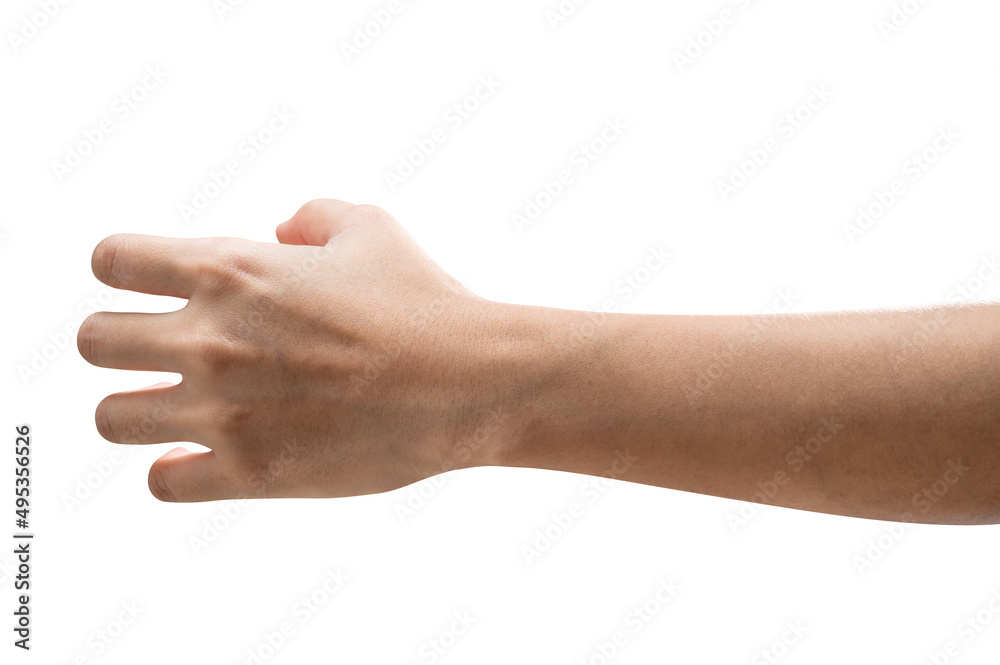 isolated of woman hand holding something like a bottle or can. isolated of woman hand holding something like a bottle or can.