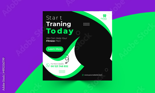 Fitness web banner design template