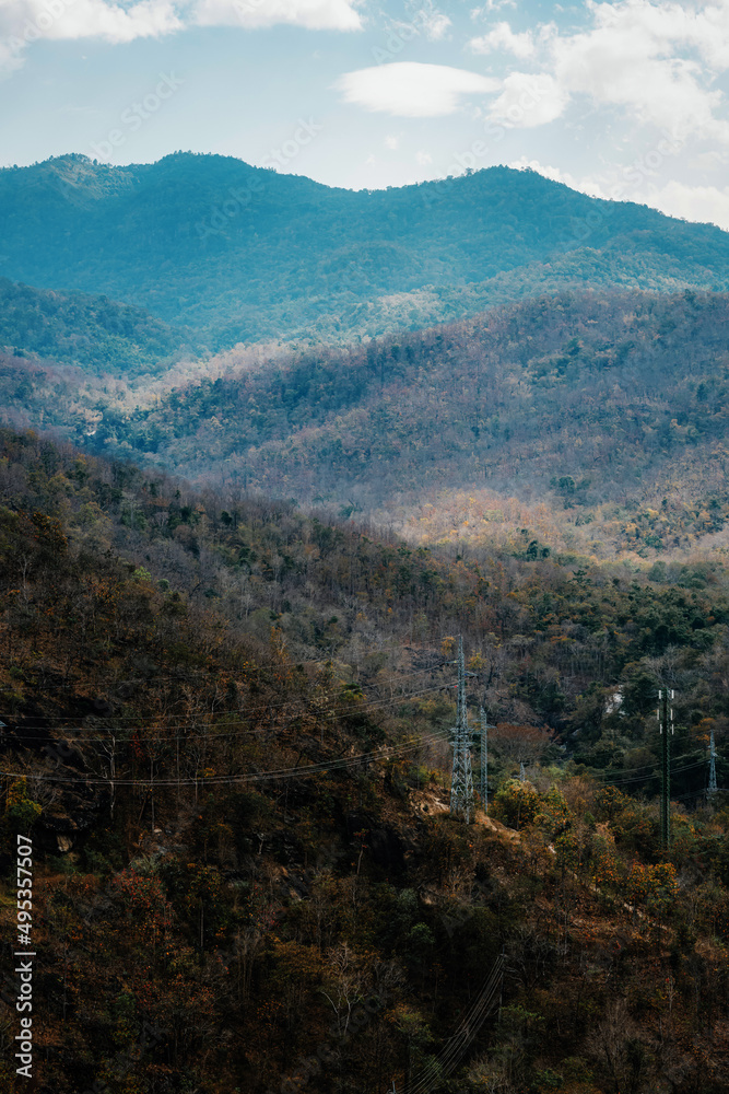 Op Luang National Park, Hang Dong, Hot Mae Sariang Highway, Mae Chaem river, Doi Pha Chang Canyon Cliff, Doi Inthanon, Chiang Mai
beautiful blue sky high peak mountains guiding for backpacker camping