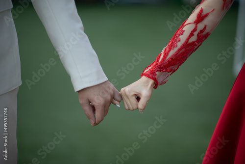 hand together love couple, romantic and happy concept, wedding couple, groom and bride hand