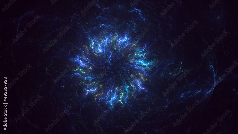 Obraz premium 3D rendering abstract multicolor technology fractal light background