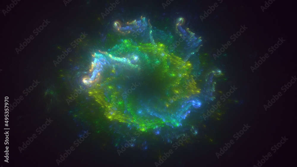 Obraz premium 3D rendering abstract multicolor technology fractal light background
