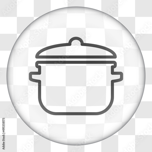Pot simple icon vector. Flat desing. Glass button on transparent grid.ai