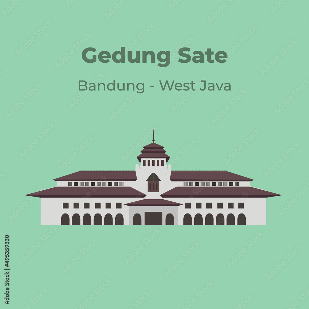 Gedung Sate Vector Illustration Its Landmark Of West Java Province The Building Is Located In 0230