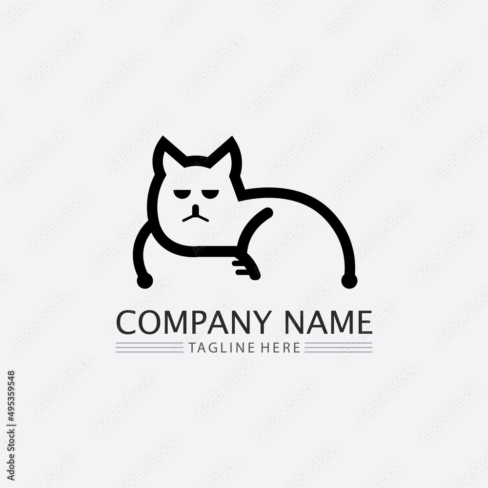 cat logo and vector animal icon footprint kitten calico logo dog symbol ...