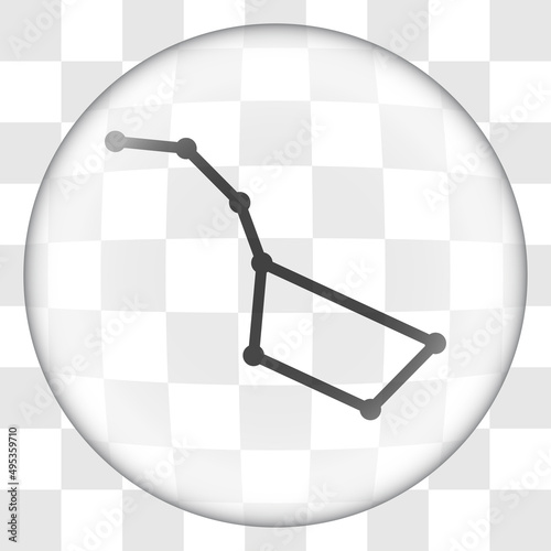 Big Dipper simple icon. Flat desing. Glass button on transparent grid.ai