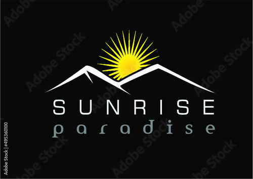 mount sunrise paradise  icon or logo. simple luxury logo in the wold. busines, background, banner, icon ilustration