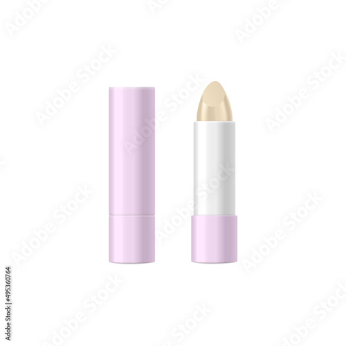 Open lip balm stick or hygienic lipstick realistic vector illustration isolated.