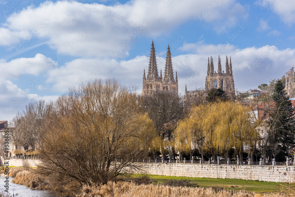 details of the buildings of the historic center of the city of Burgos, Spain