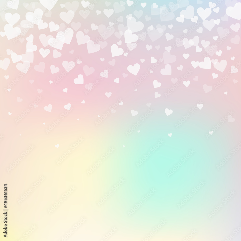 White heart love confettis. Valentine's day gradie White heart love confettis. Valentine's day gradie