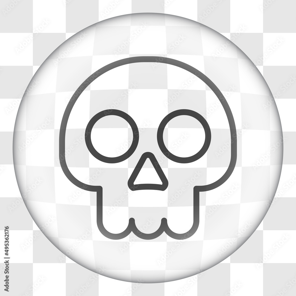 Skull simple icon. Flat desing. Glass button on transparent grid.ai Skull simple icon. Flat desing. Glass button on transparent grid.ai