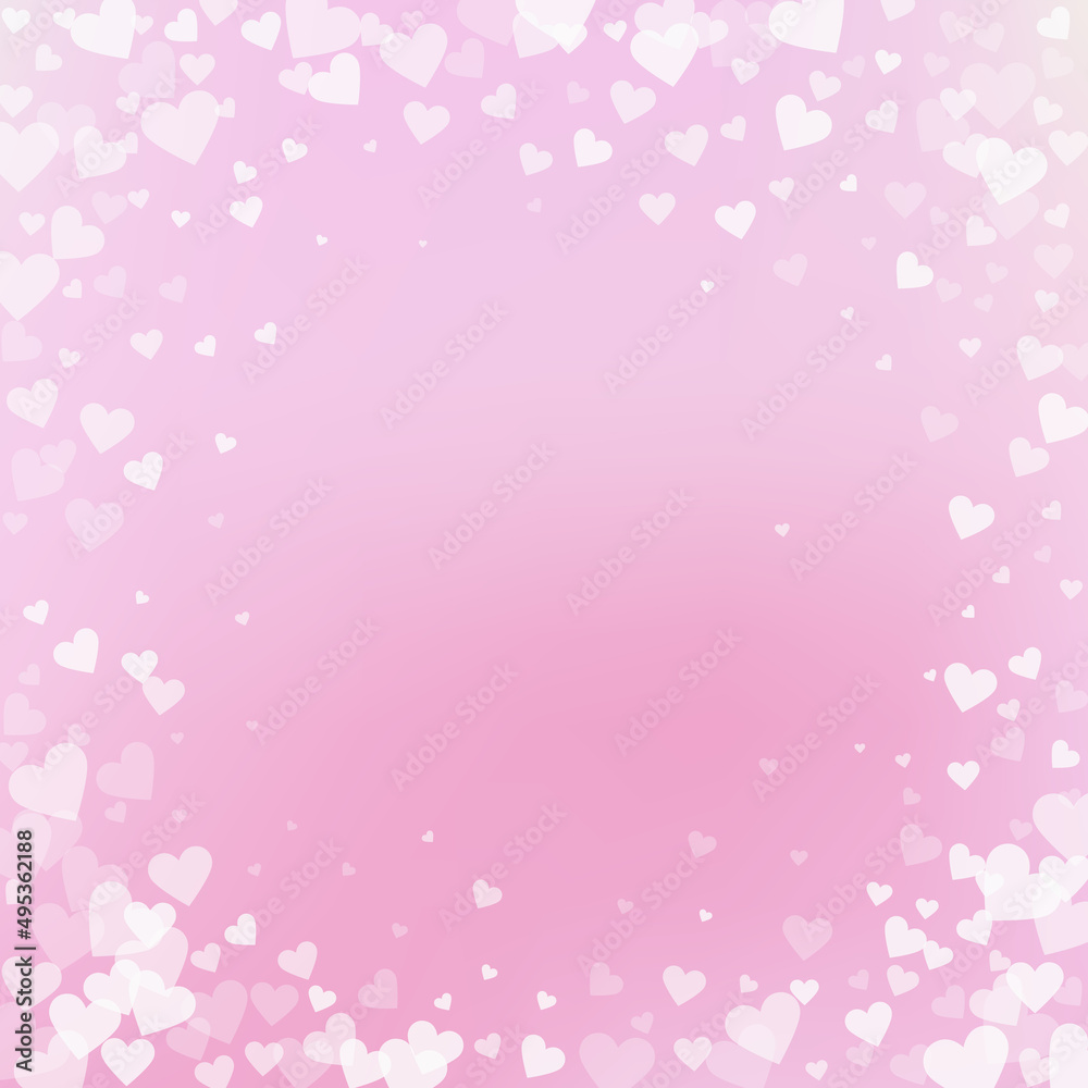 White heart love confettis. Valentine's day vignet