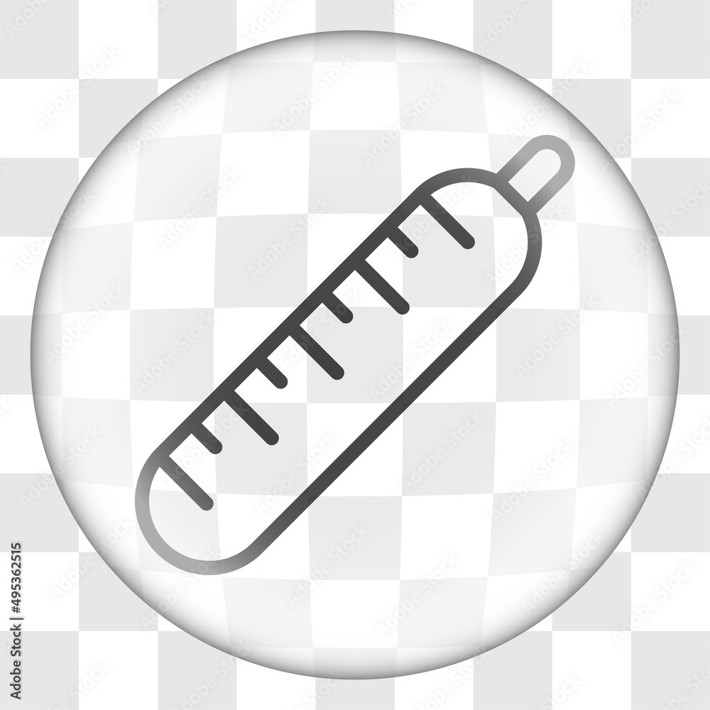 Thermometer simple icon vector. Flat desing. Glass button on transparent grid.ai