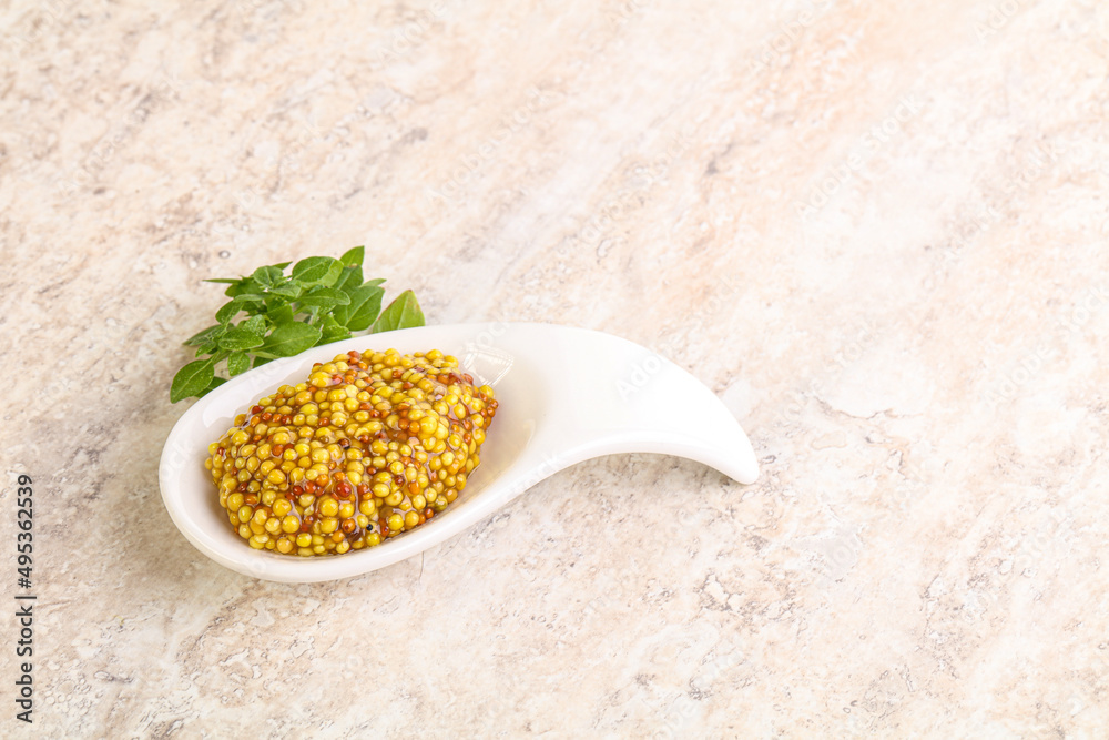 Grain mustard sauce in the bowl Grain mustard sauce in the bowl
