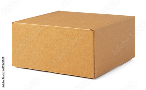Brown cardboard box isolated on white background