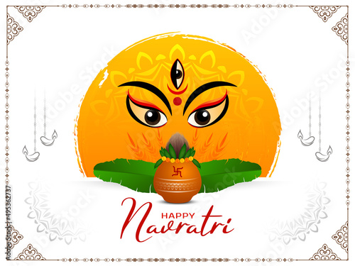 Happy Navratri festival background design with kalash