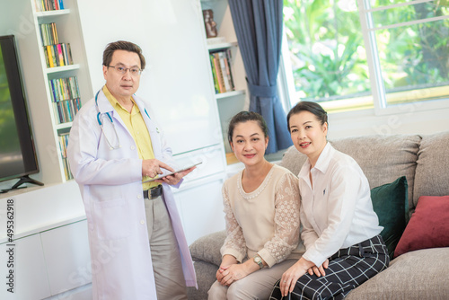 Senior women consult a doctor about illness
