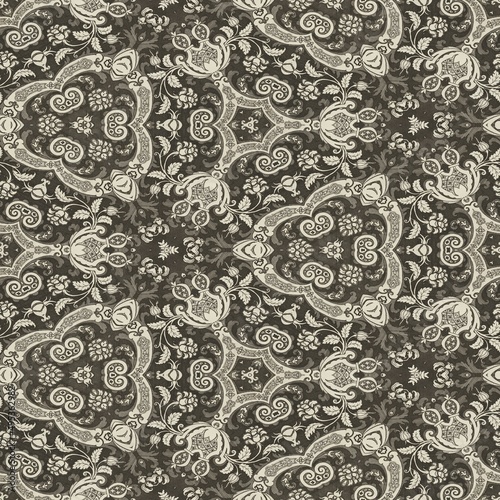 Vintage Decorative ornamental background. Seamless retro Floral pattern.