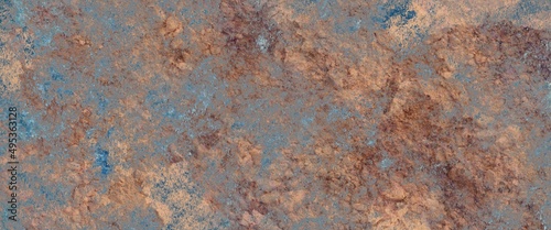 brown grunge mountainous surface with blue accent, creative hand drawn art, copper concept backdrop, grunge texture, decorative background, powder splash, rusty metal
