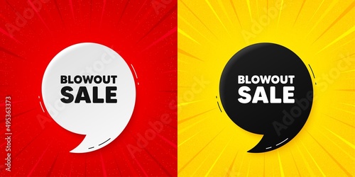Blowout sale tag. Flash offer banner with quote. Special offer price sign. Advertising discounts symbol. Starburst beam banner. Blowout sale speech bubble. Vector