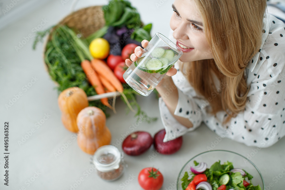 Healthy food woman. Beautiful woman eats a salad. High quality photo Healthy food woman. Beautiful woman eats a salad. High quality photo