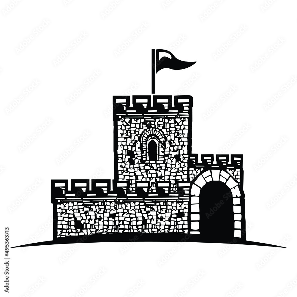 Old stone castle vector logo illustration Old stone castle vector logo illustration