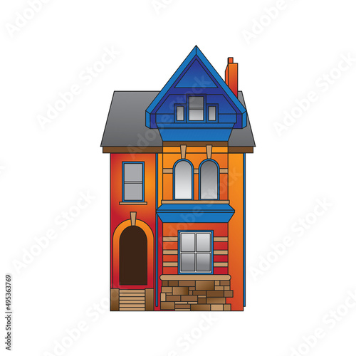 Wallpaper Mural A small house with a chimney. Two - storey house . Torontodigital.ca