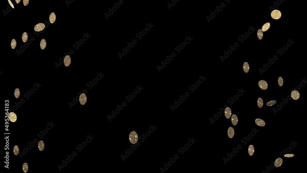 3D animation of bitcoin coin flow with alpha layer 3D animation of bitcoin coin flow with alpha layer